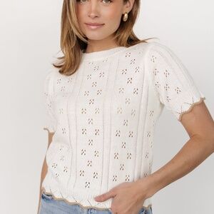 Baltic Born Britt Pointelle Knit Top | Ivory + Natural Size XLXL